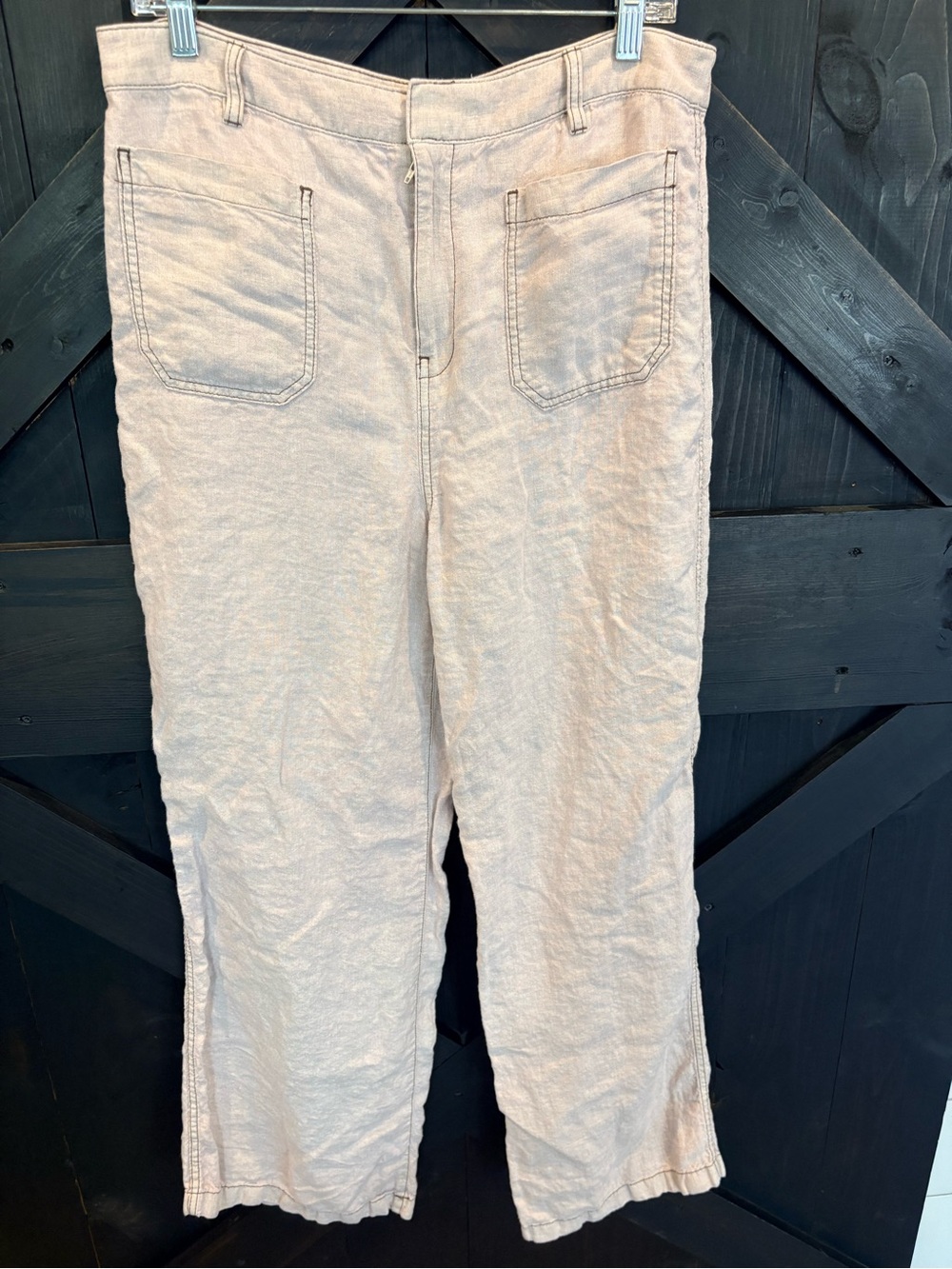 Madewell Light Beige Wide-Leg Pants 100% linen khaki color women’s Sz 10